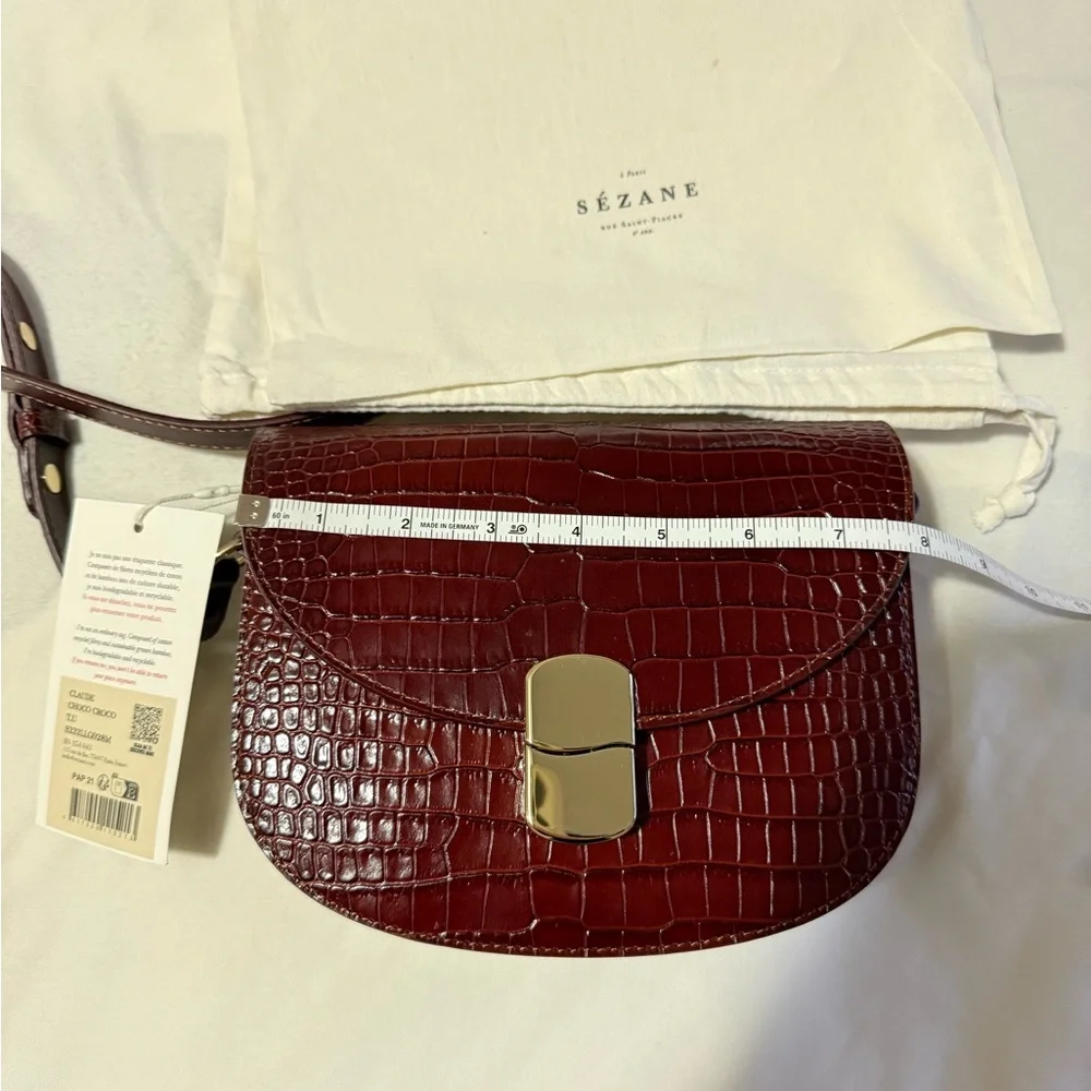 Sezane CLAUDE BAG CHOCOLATE CROCODILE PRINT - Picture 5 of 14